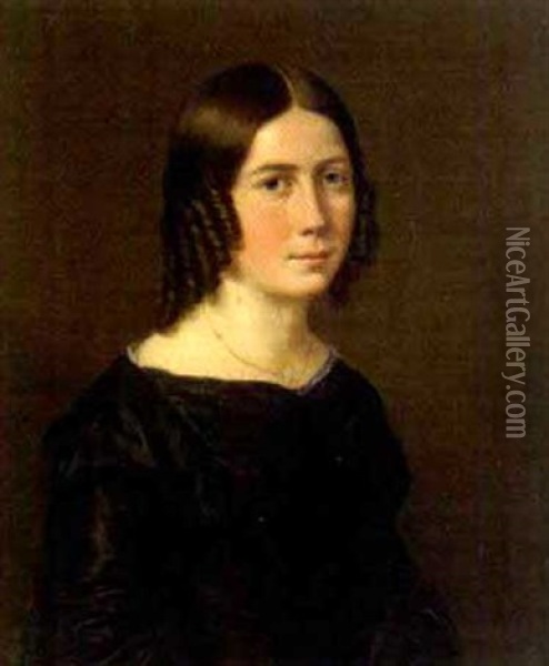 Damenportrait Oil Painting - Louis Anton Gottlob Castelli