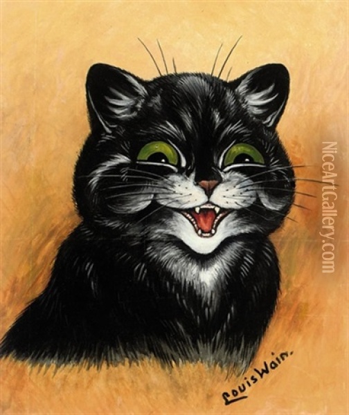 The Contented Cat Oil Painting - Louis Wain