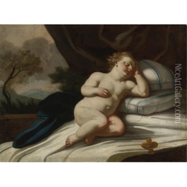 Sleeping Puto Oil Painting - Francesco de Mura