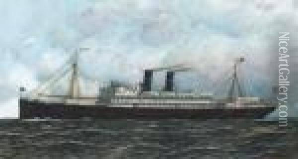 The Steamship Brazos At Sea Oil Painting - Antonio Nicolo Gasparo Jacobsen