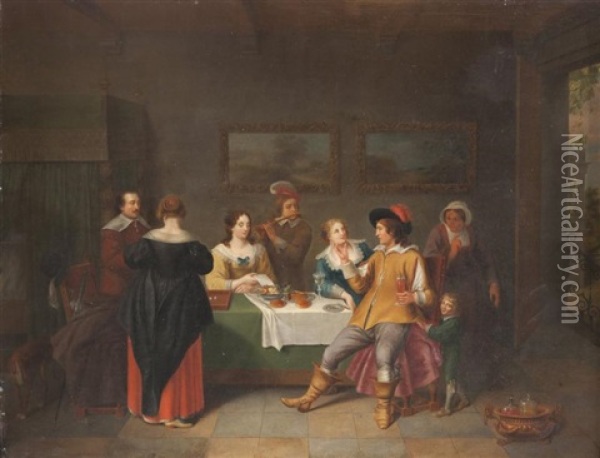 Le Banquet Oil Painting - J.P. Geedts