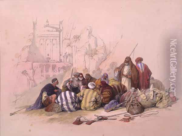 Conference of Arabs at Wady Moosa, Petra, March 6th 1839 Oil Painting - David Roberts