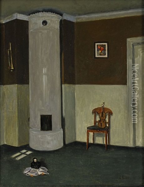 Interior Med Docka I Oil Painting - Axel Fridell