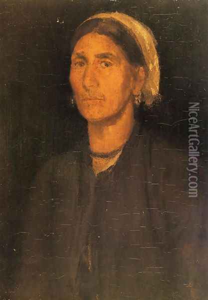 Head of a Peasant Woman Oil Painting - James Abbott McNeill Whistler