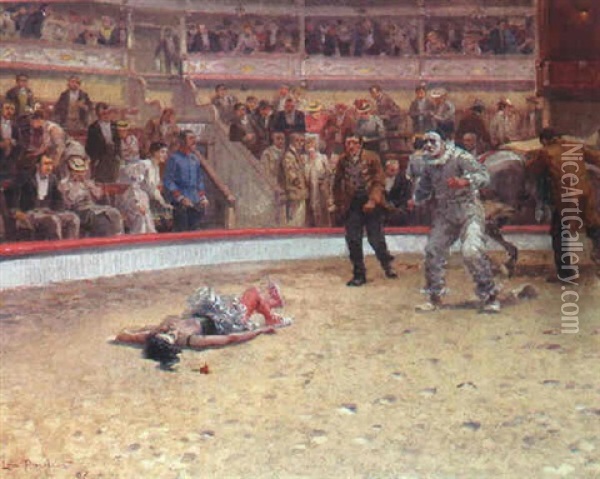 Unfall Im Zirkus Renz Oil Painting - Leonhard Paulus