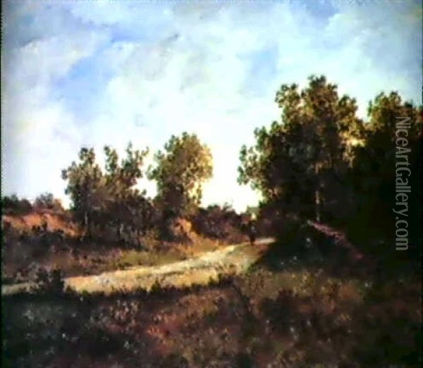 Sur La Route Vers Le Village Oil Painting - Leon Richet