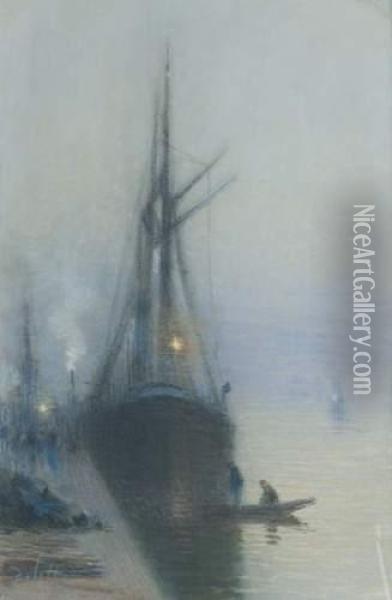 Bateaux Dans La Brume Oil Painting - Joseph Delattre