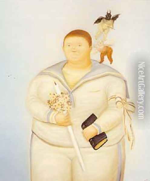 Self Portrait the Day of My First Communion 1970 Oil Painting - Fernando Botero