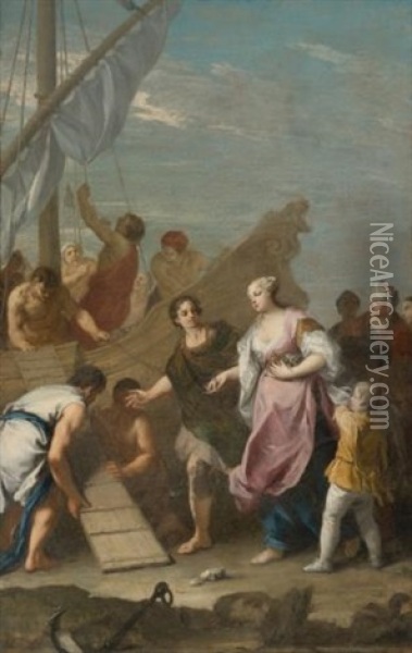 The Embarkation Of Helen Of Troy Oil Painting - Jacopo Amigoni