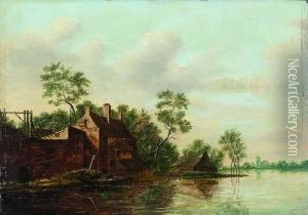 Hollandische
 Kanallandschaft Oil Painting - Jacob Van Stry