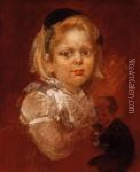 Portrait Of A Young Girl Oil Painting - Sandor Liezen-Mayer