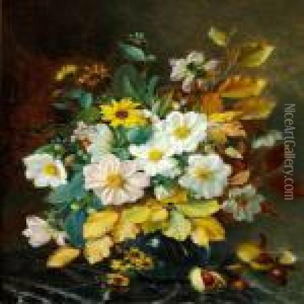 Autumn Flowers In A Vase Oil Painting - Augusta Dohlmann