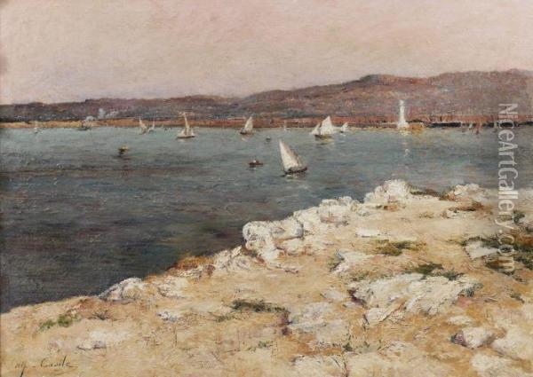 Vue De L'entree Du Port De Marseille Oil Painting - Alfred Casile