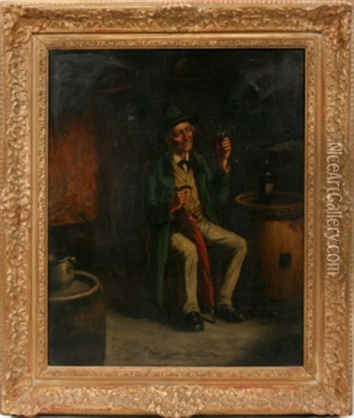 In The Wine-cellar Oil Painting - Carl Ostersetzer