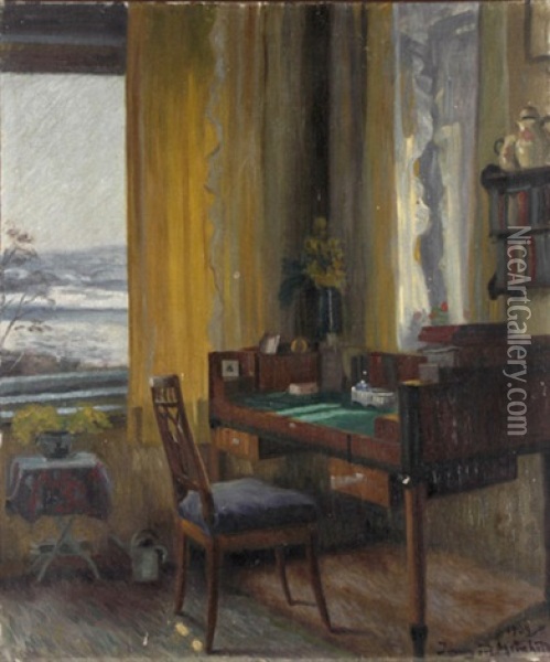 Schreibzimmer Mit Blick Auf Die (ost)see Oil Painting - Irmgard Meinhold