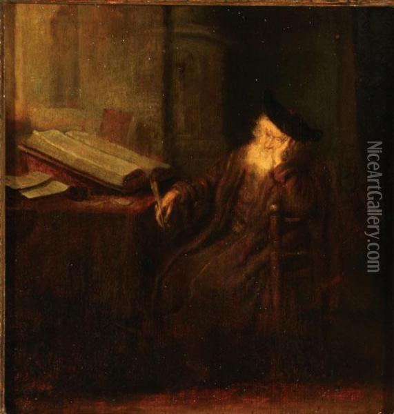 A Philosopher In His Study Oil Painting - Salomon Koninck