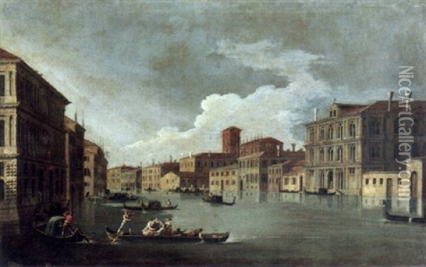 Venedig - Canal Grande Beim Palazzo Vendramin Calergi Oil Painting - Giovanni Richter