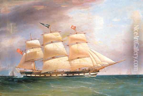 Portrait of the Full rigged Ship Bombay in full Sail Oil Painting - William Clark Of Greenock