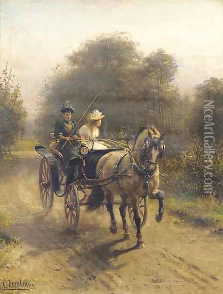A ridingtour on a sunny afternoon Oil Painting - Otto Eerelman