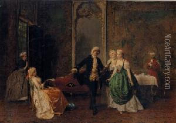 Dancing Lesson Oil Painting - Girolamo Induno