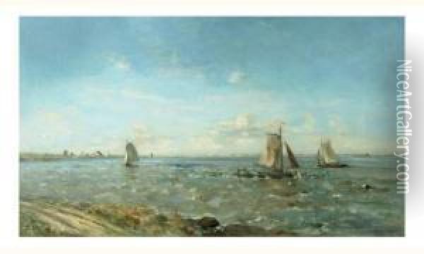 Bateaux De Peche Pres Du Rivage Oil Painting - Louis Artan De Saint-Martin