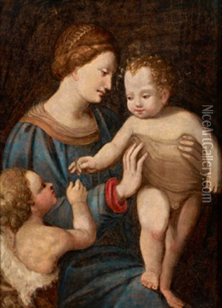 Madonna Con Bambino E San Giovanni Battista Oil Painting - Domenico Puligo