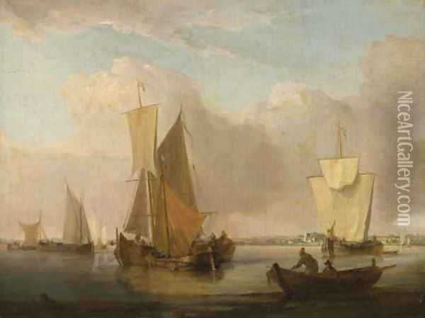 Dutch shipping off the coast Oil Painting - William Anderson