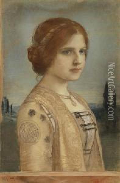 Bildnis Einer Jungen Frau Oil Painting - Friedrich August von Kaulbach