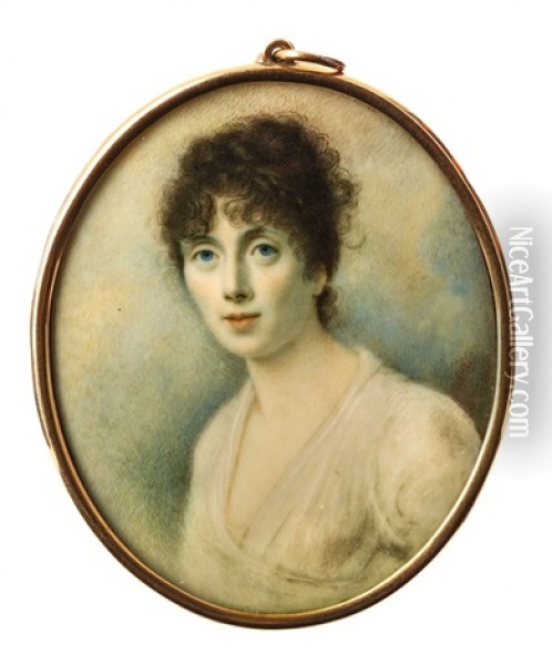 Portrait Miniature Of A Lady Oil Painting - Charles Robertson