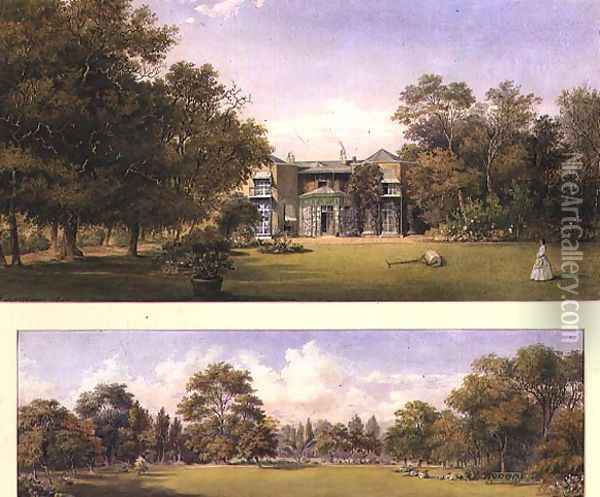 Two views of Old Grove House, Middlesex, 1840 Oil Painting - Gustave Ellinthorpe Sintzenich