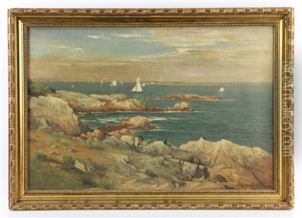 Seascape With Sailboats Oil Painting - Jacques-Emile Blanche