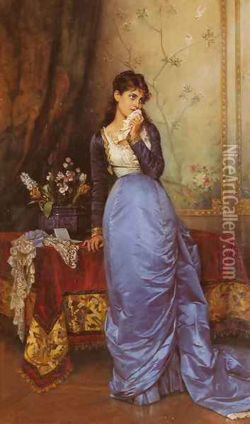 The Letter Oil Painting - Auguste Toulmouche