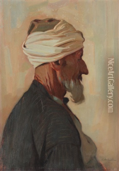 Turkish Merchant Oil Painting - Constantin Artachino