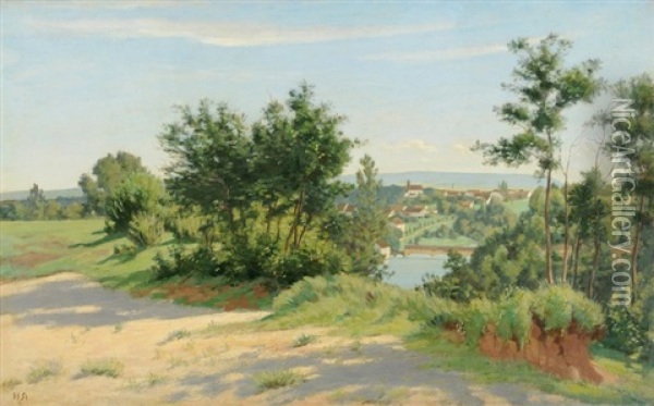 Blick Auf Rheinau Oil Painting - Hans Sturzenegger