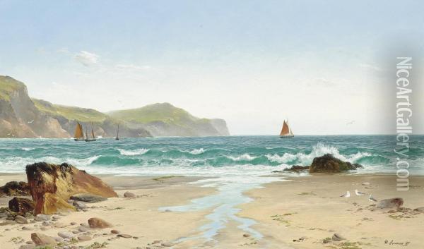 Low Tide, The Cornish Coast Oil Painting - David James