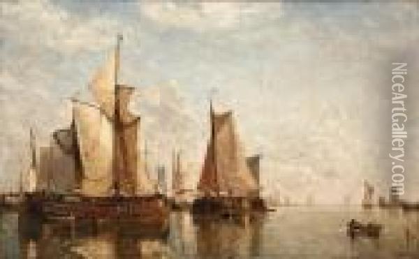 Dutch Pincks At The Mouth Of A River Oil Painting - Paul-Jean Clays