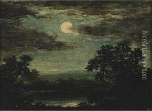 Moonlight On The River Oil Painting - Ralph Albert Blakelock