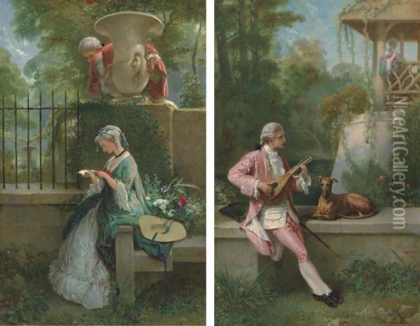 The Courtship Oil Painting - Felix Henri Giacomotti