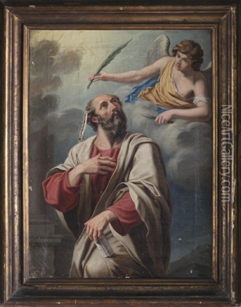 Matthew And The Angel Oil Painting - Jacopo Alessandro Calvi