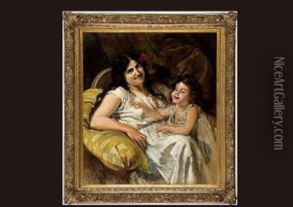 A Mother And A Child Oil Painting - Leon Philippet