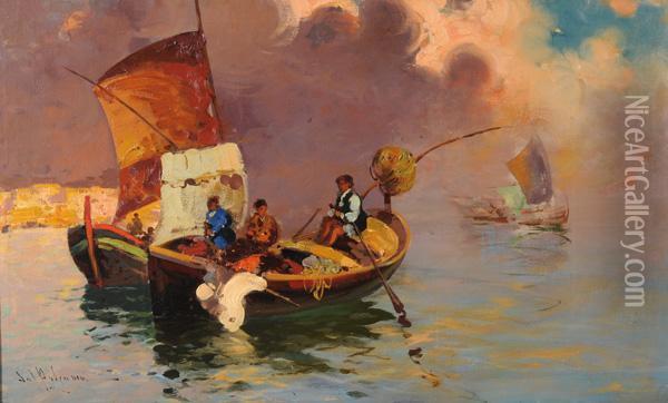 Barche Di Pescatori Oil Painting - Salvatore Balsamo