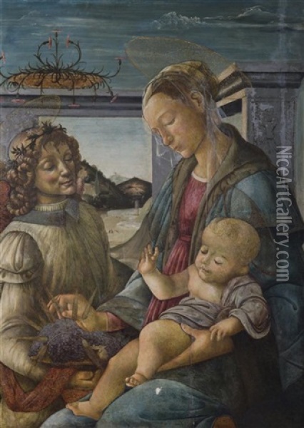 Vierge A L'enfant Avec Un Ange Oil Painting - Sandro Botticelli