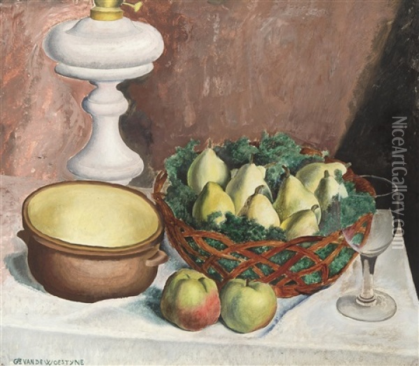 Still Life With Pears And Apples (ca. 1939) Oil Painting - Gustave van de Woestyne