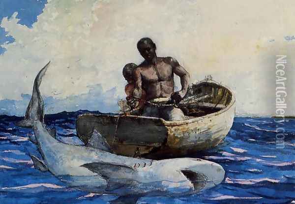 Shark Fishing Oil Painting - Winslow Homer