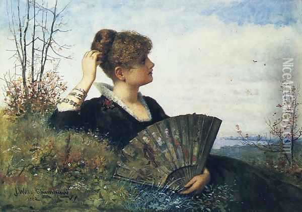 The Fan Oil Painting - James Wells Champney