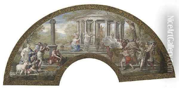 The Sacrifice to Diana design for a fan Oil Painting - Pietro Da Cortona (Barrettini)