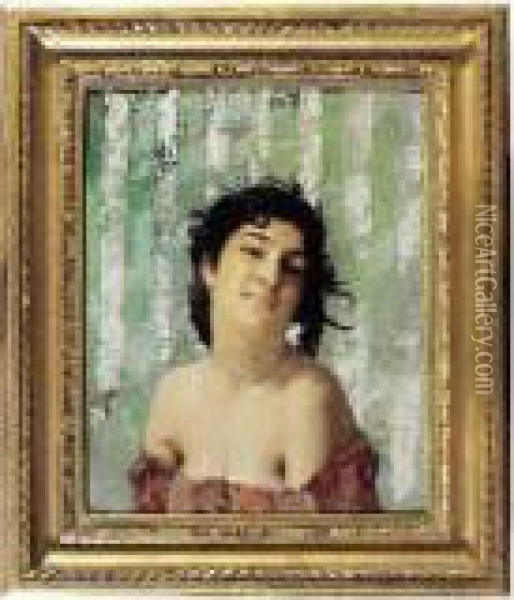 Portrait De Jeune Romaine Oil Painting - Aime Morot