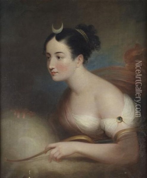 Lady Catherine Drummond As Diana Oil Painting - James Green