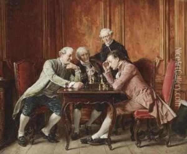 A Game Of Chess Oil Painting - Carl Seiler