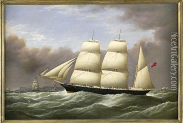The Barque 'alfred Hawley' Off Beachy Head Oil Painting - R Bell